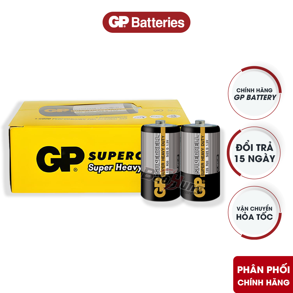 Pin GP Supercell R20S 13S pin đại D 1.5V kẽm-carbon chính hãng dùng cho bếp gas