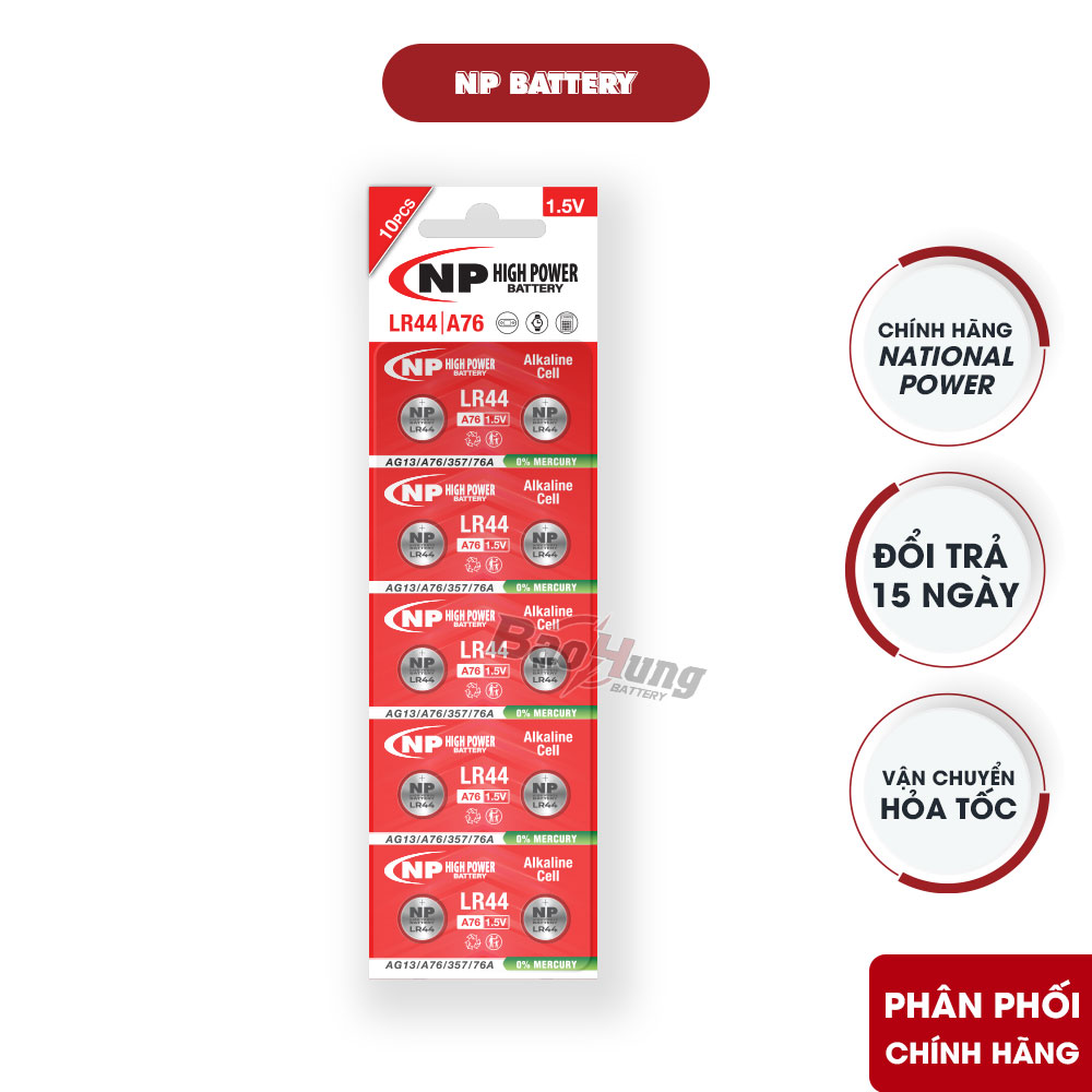 Pin National Power Alkaline LR44 AG13 dùng cho dây đèn LED mini trang trí bánh và hộp quà