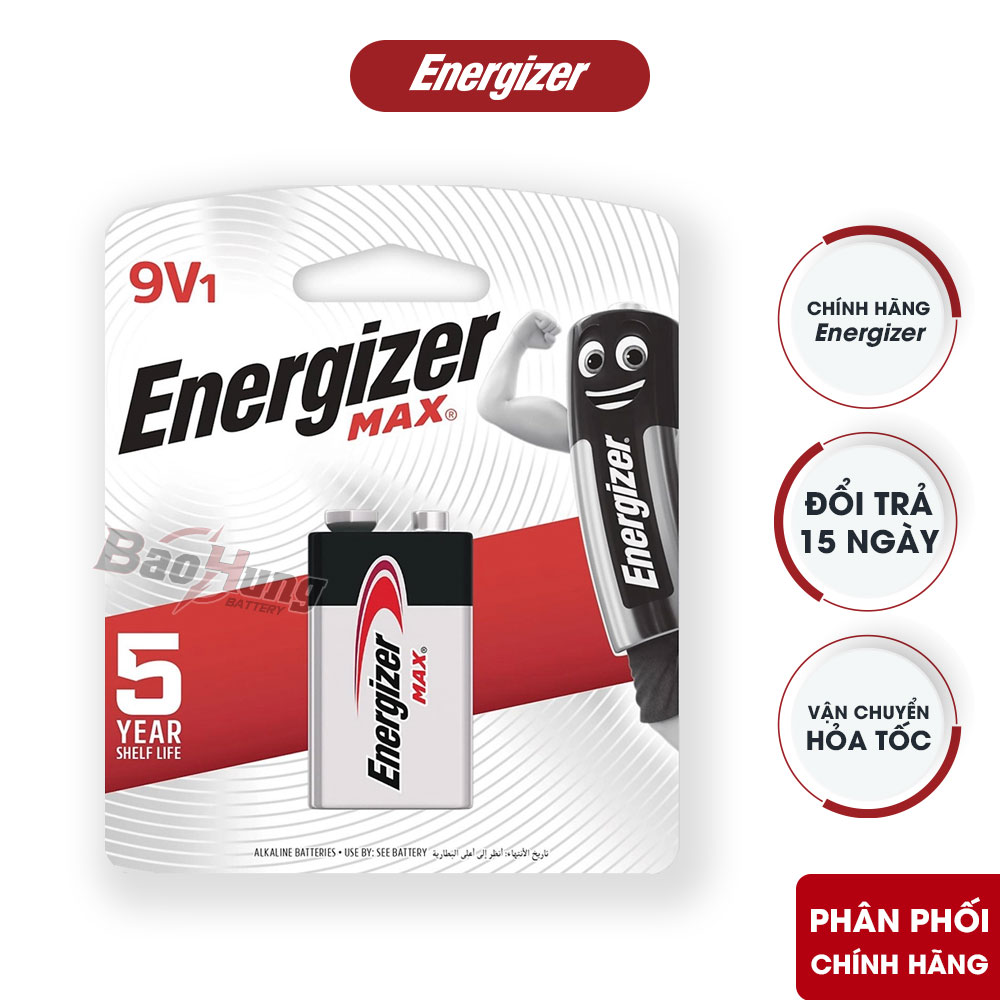 Pin Energizer Alkaline 9V 522 dùng cho đầu báo khói, báo cháy gia đình