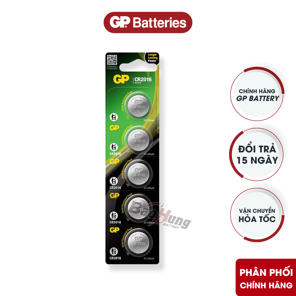 Pin GP CR2016 Lithium 3V dùng cho đồng hồ điện tử và đồng hồ thể thao