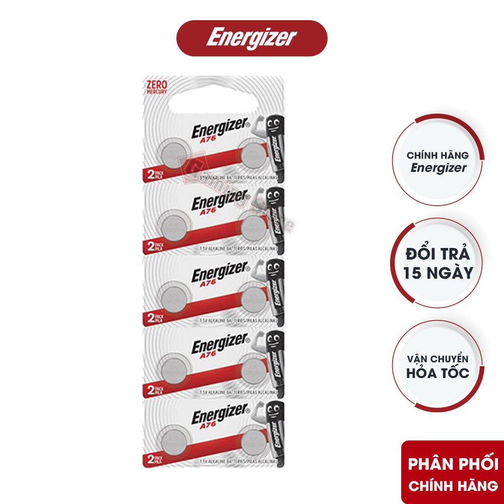 Pin Energizer LR44 A76 1.5V cho móc khóa đèn LED và phụ kiện thời trang phát sáng
