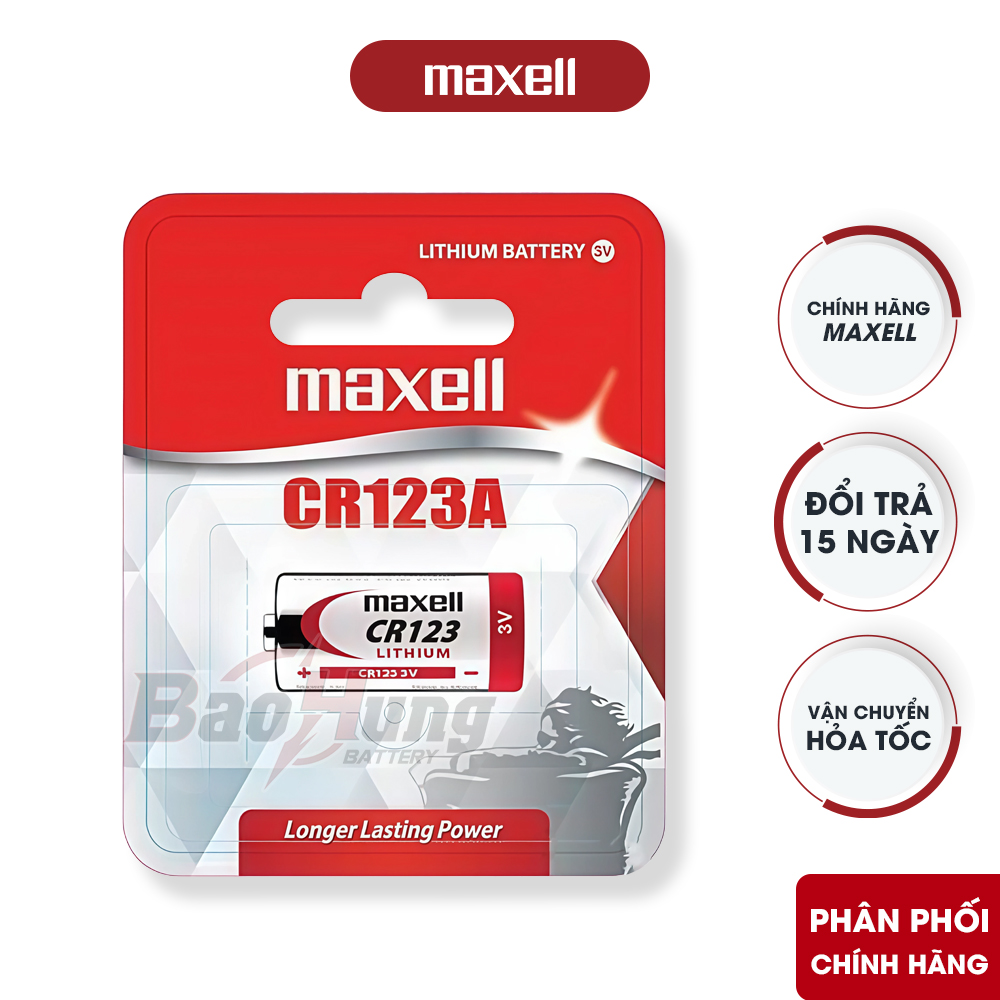 Pin Maxell CR123A Lithium 3V dùng cho đầu báo khói không dây và cảm biến khói thông minh