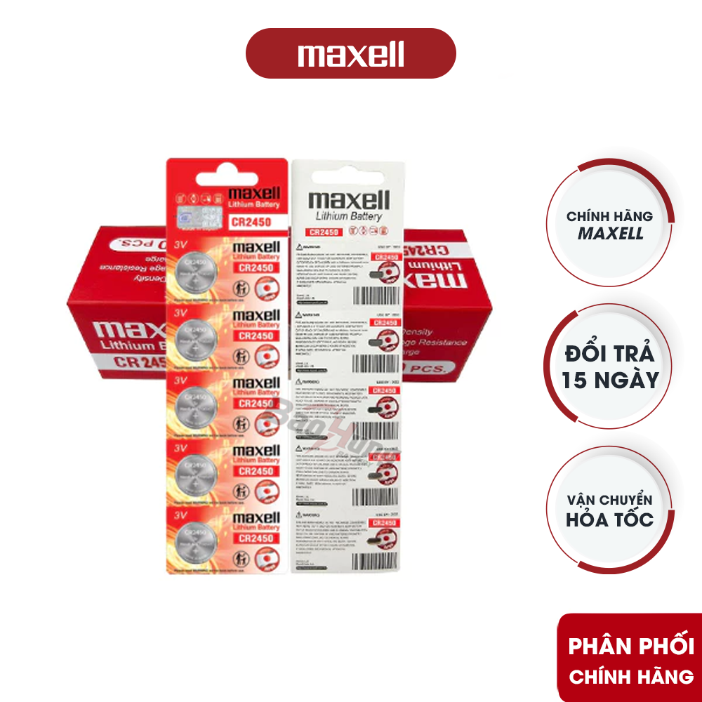 Pin Maxell CR2450 Lithium 3V dùng cho đèn LED máy tẩy trắng răng tại nhà