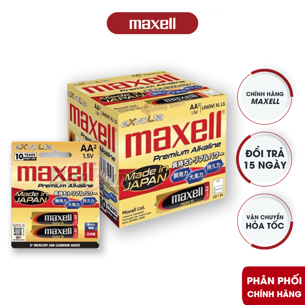 Pin Maxell EXvolta Premium Alkaline AA dùng cho khóa cửa vân tay thông minh
