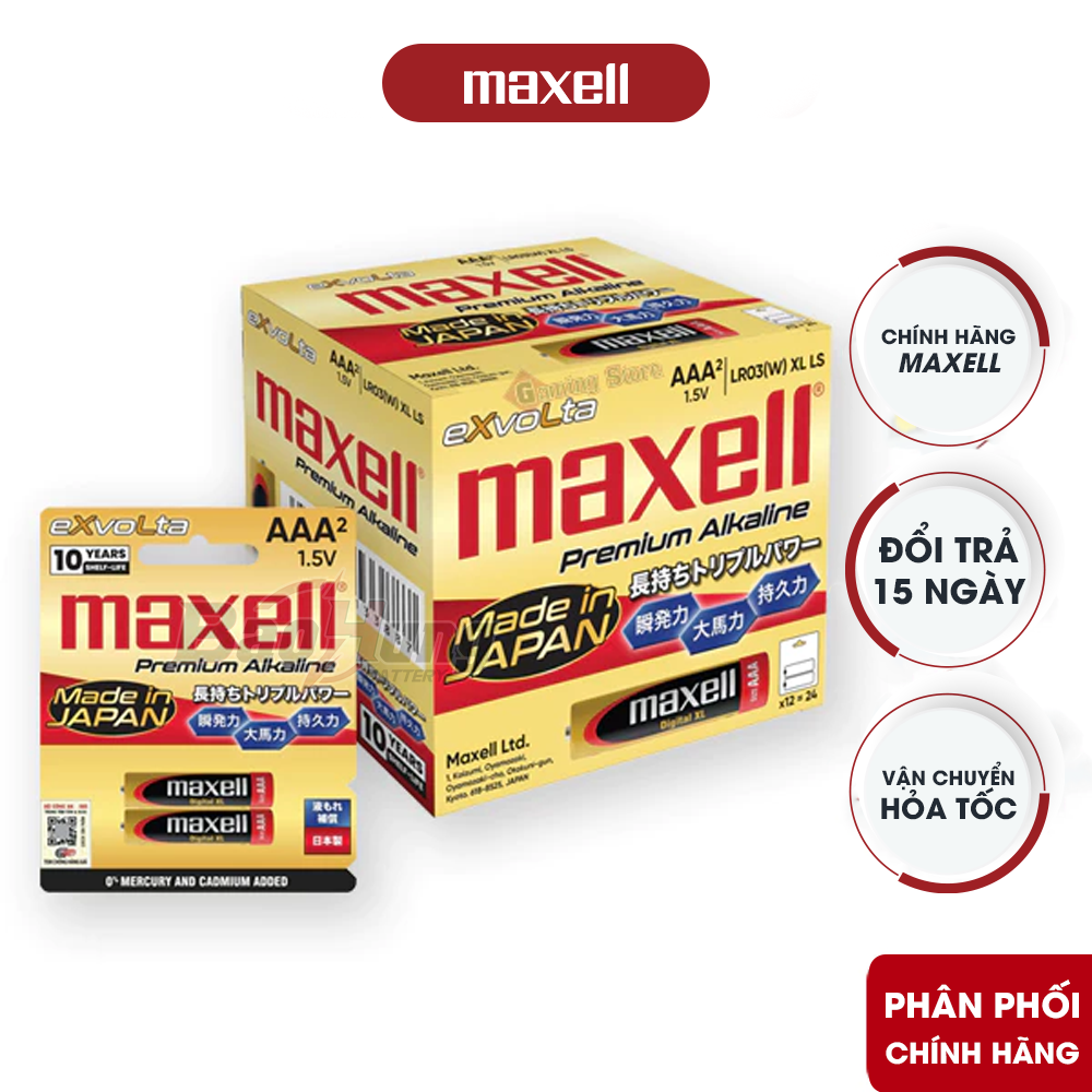 Pin Maxell EXvolta Alkaline AAA dùng cho máy đo khoảng cách laser xây dựng