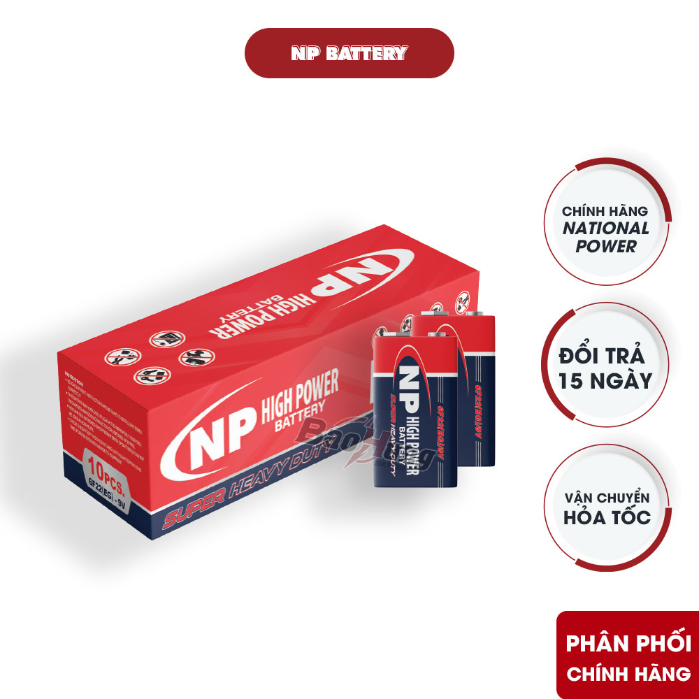 Pin 9V National Power 6F22 carbon chính hãng tại Pin Bảo Hùng
