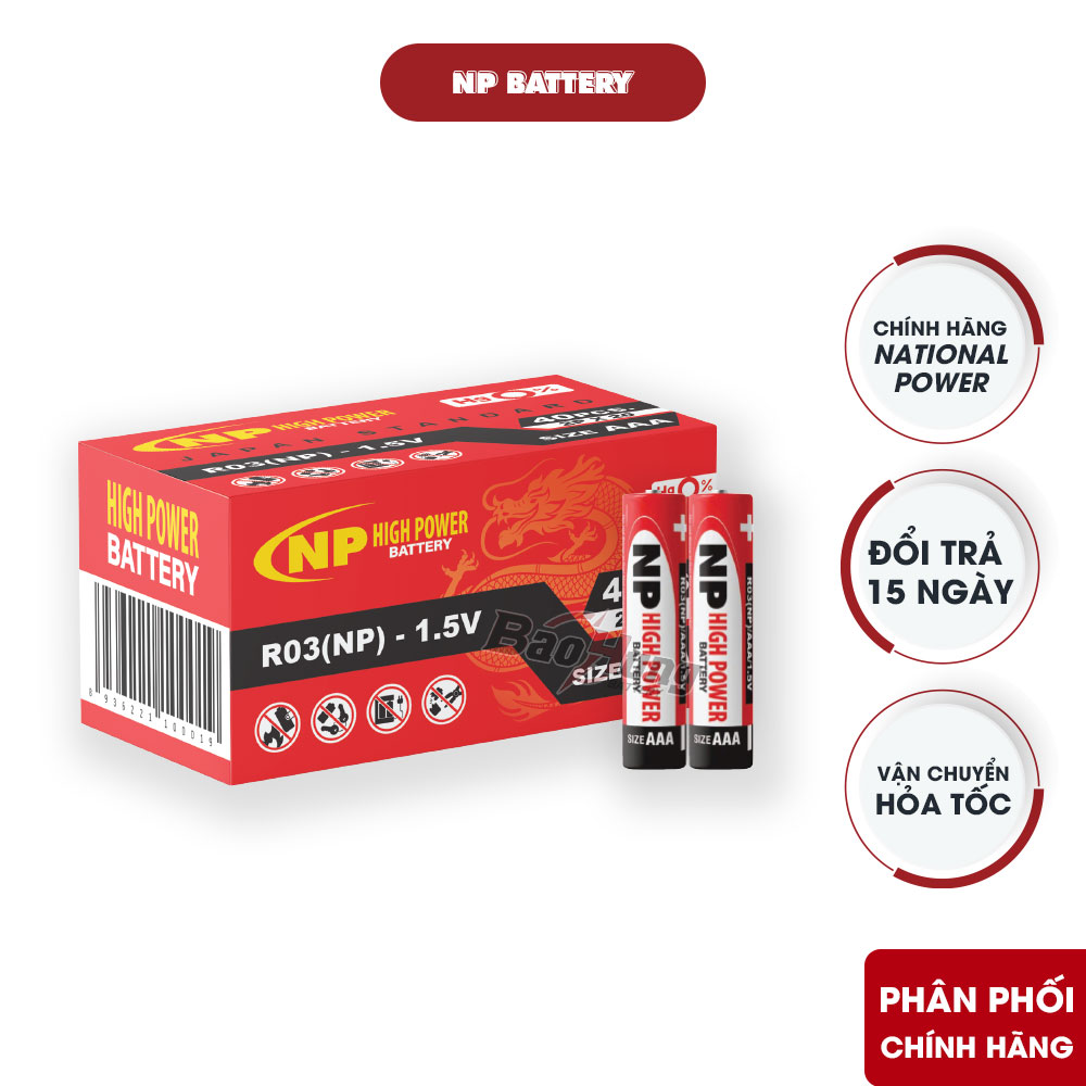 Pin AAA National Power R03 carbon chính hãng dùng cho remote TV và máy lạnh