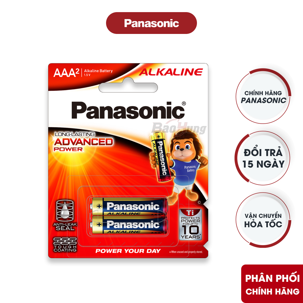Pin Panasonic Alkaline AAA LR03 vỉ 2 viên dùng cho remote tivi và remote điều hòa