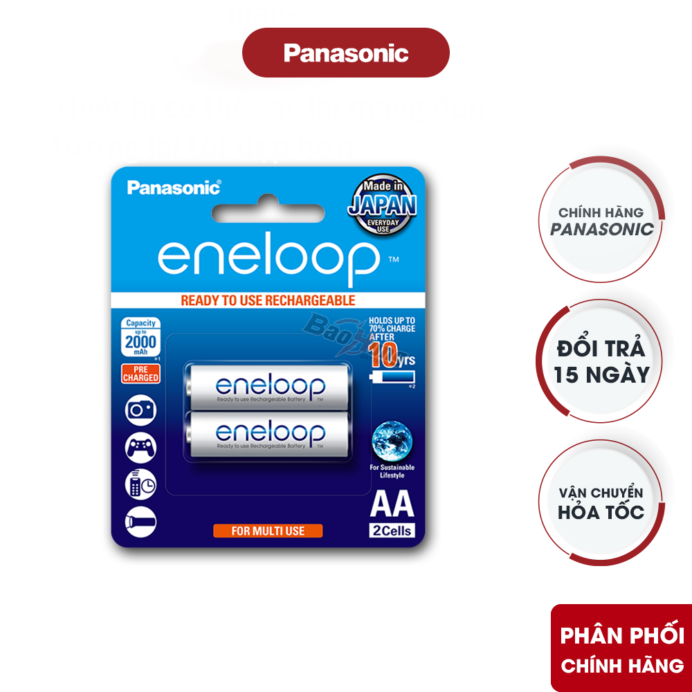 Pin sạc Panasonic Eneloop AA cho micro không dây, đèn flash và thiết bị công nghệ
