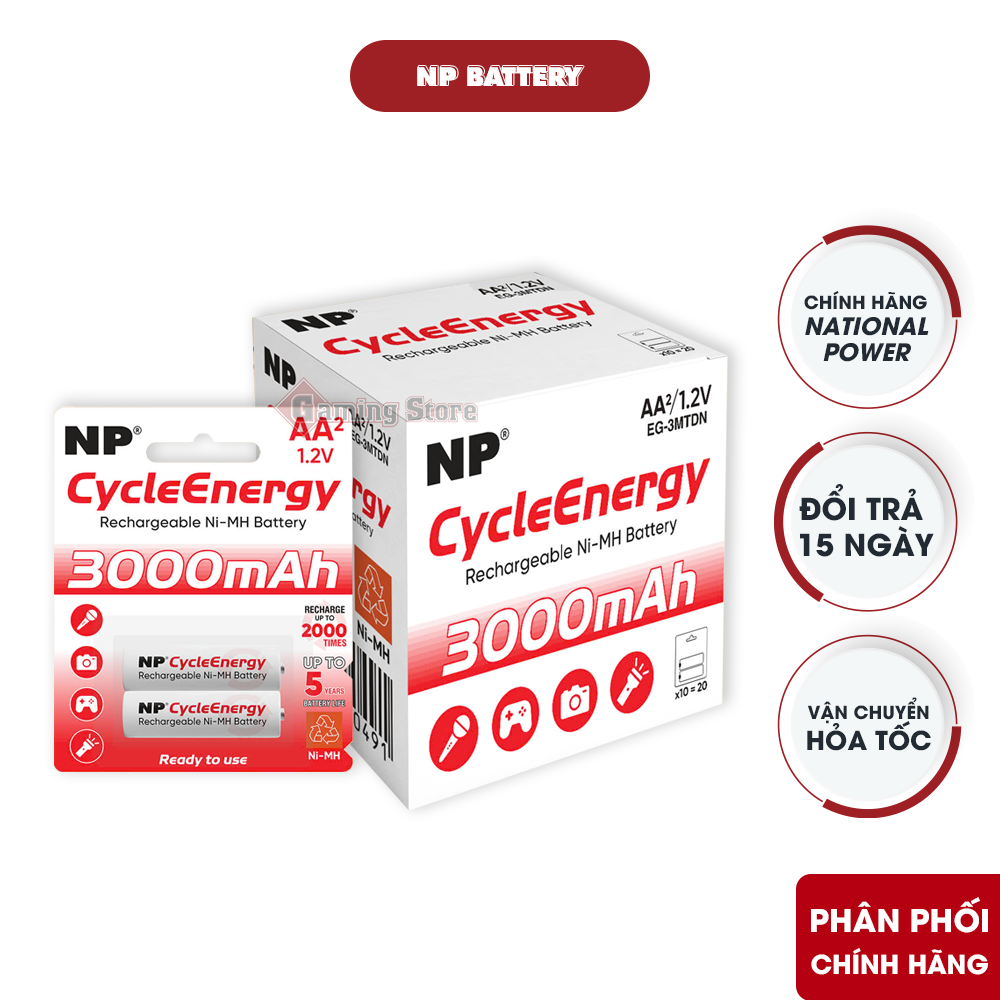 Pin sạc National Power AA EG-3MTDN Ni-MH 1,2V chính hãng