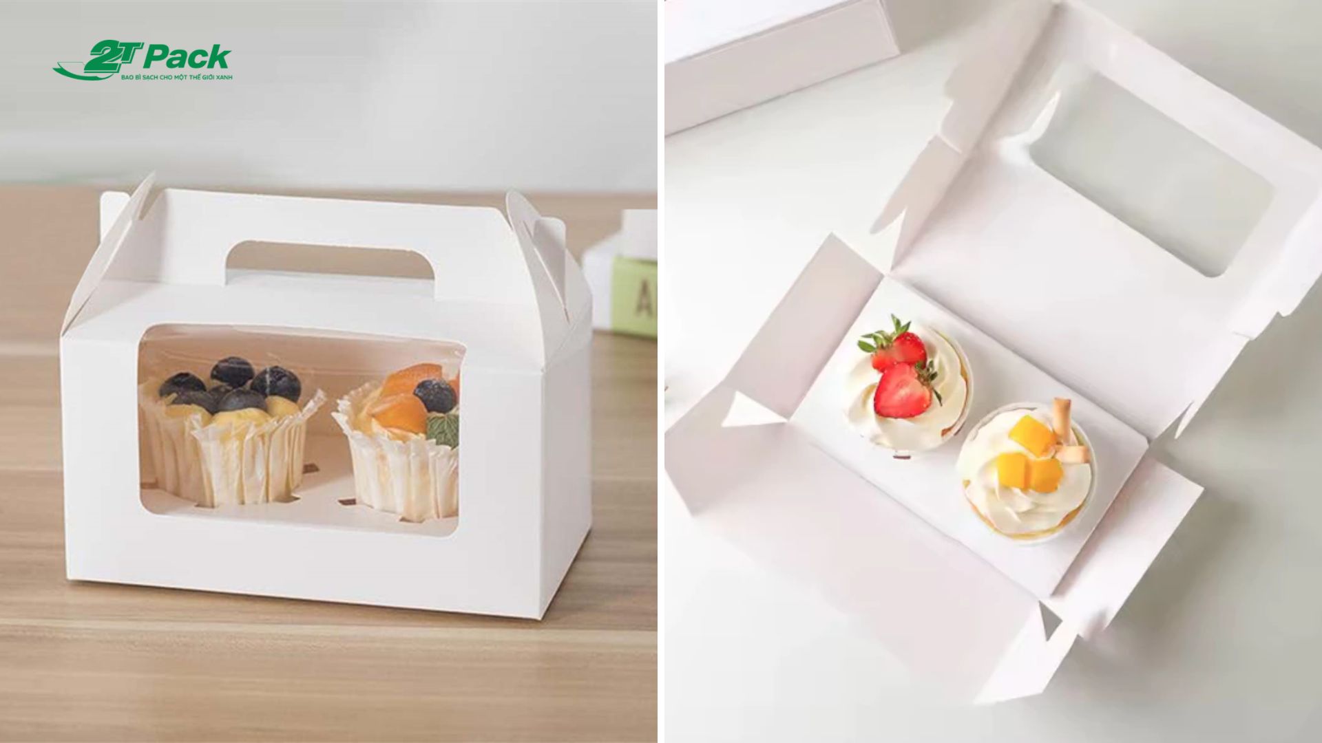 Hộp đựng bánh cupcake 2 bánh