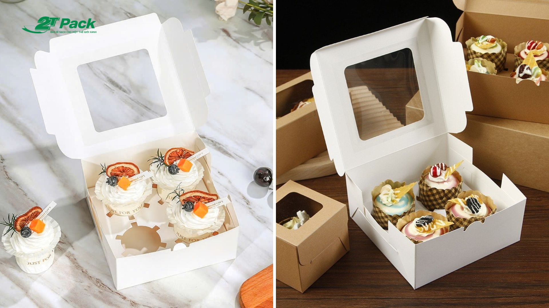 Hộp đựng bánh cupcake 4 bánh