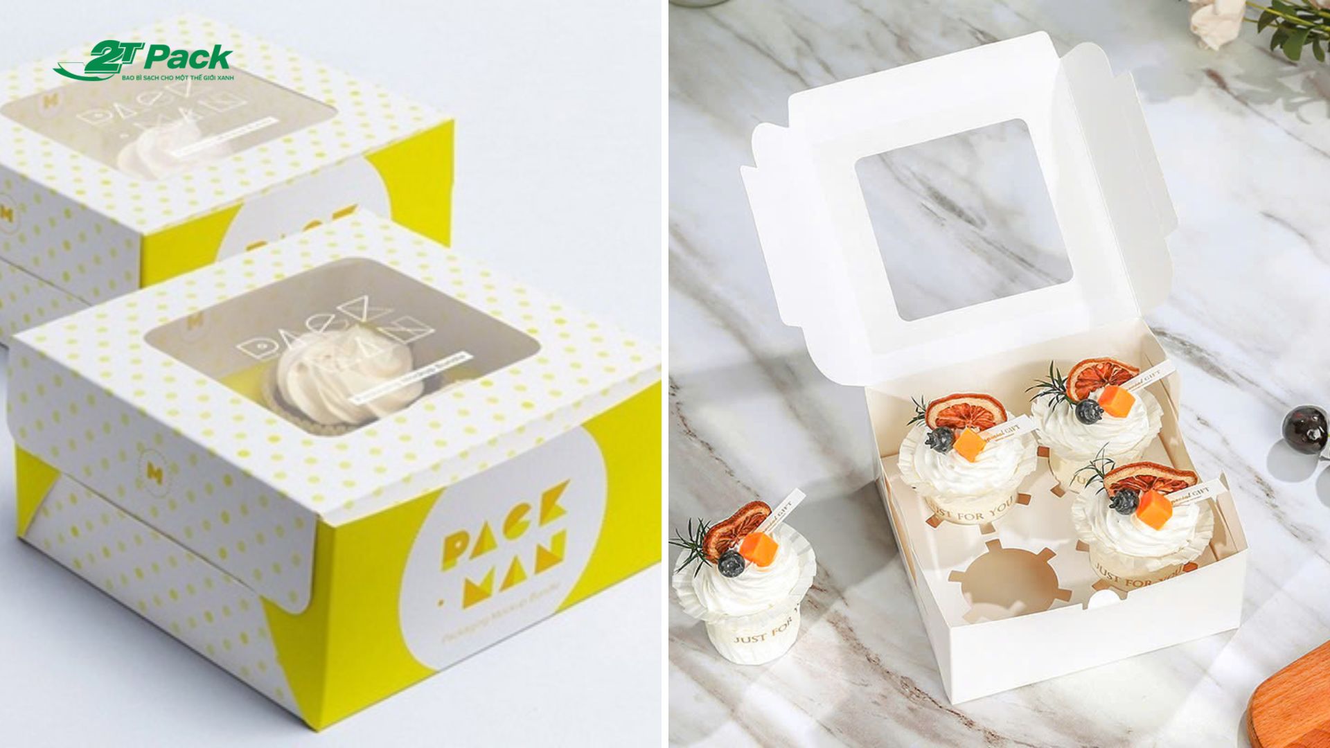 Hộp đựng bánh cupcake nắp liền