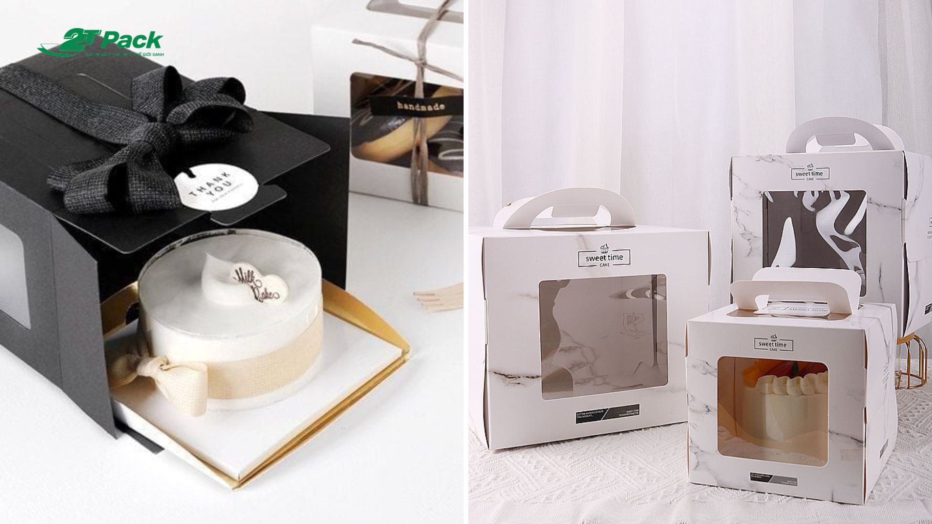 Hộp đựng bánh sinh nhật làm từ giấy duplex rõ nét, cứng cáp