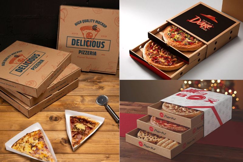 Kích thước hộp đựng pizza được tiêu chuẩn hóa theo size bánh, giúp bảo vệ sản phẩm
