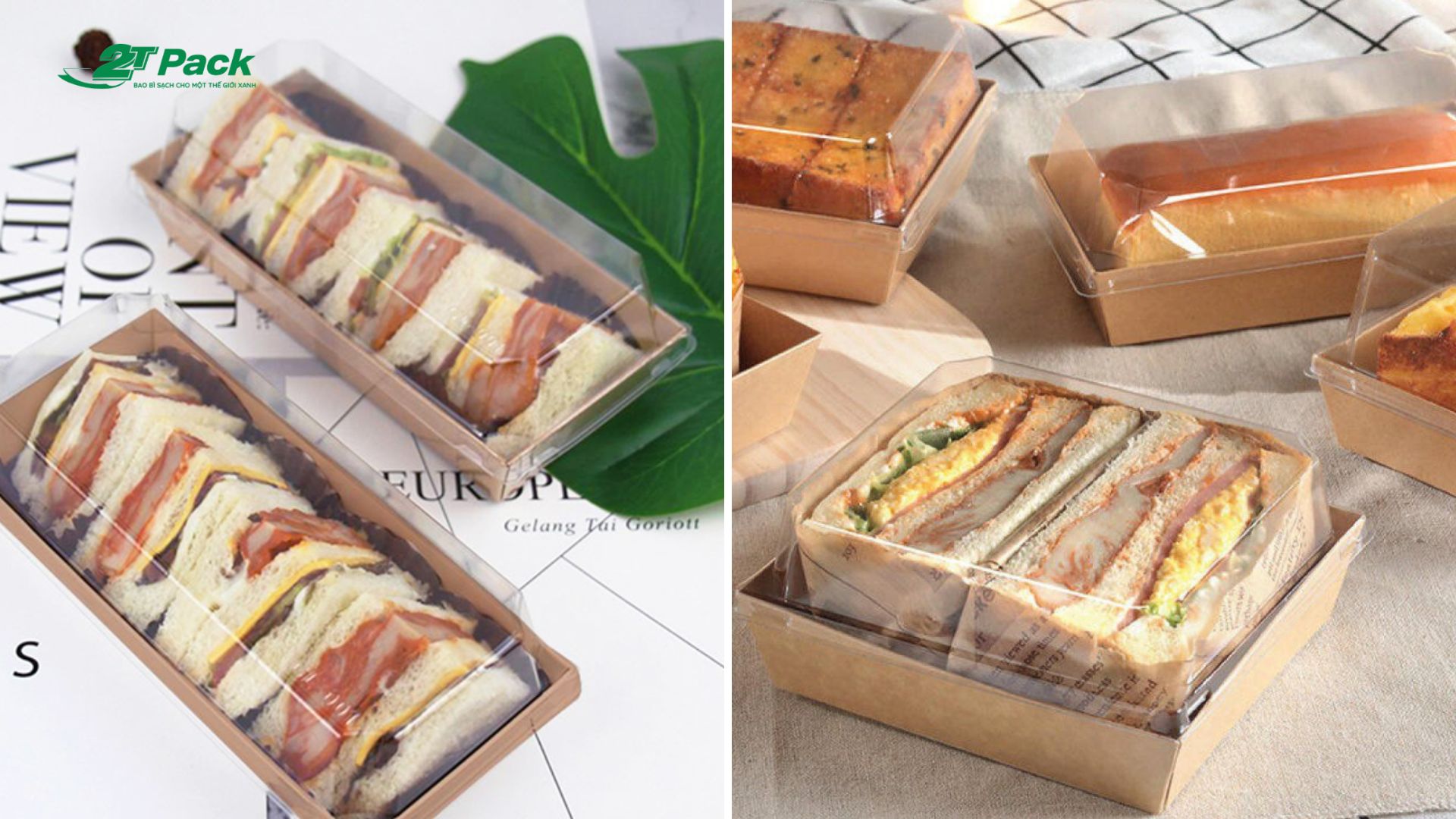 Hộp Kraft nắp PET đựng bánh