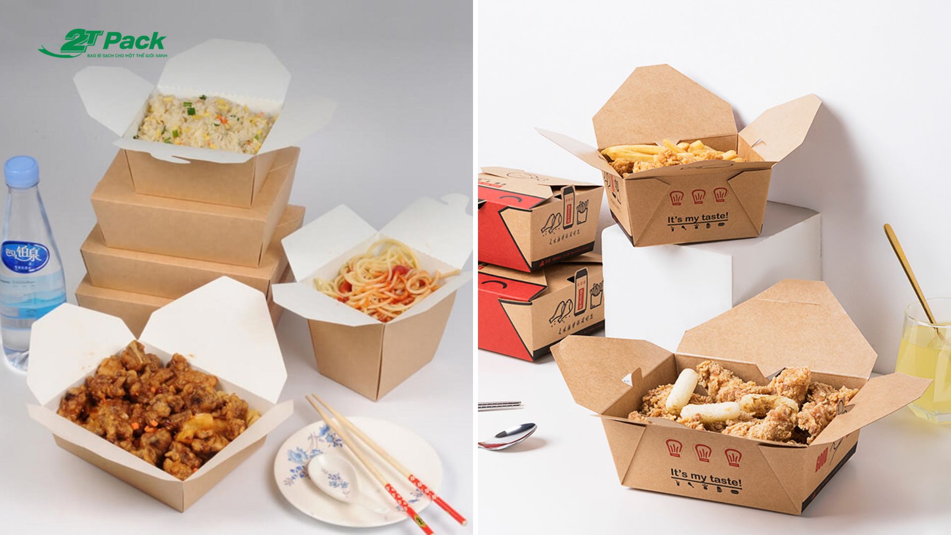 Hộp kraft móc chéo đựng gà rán