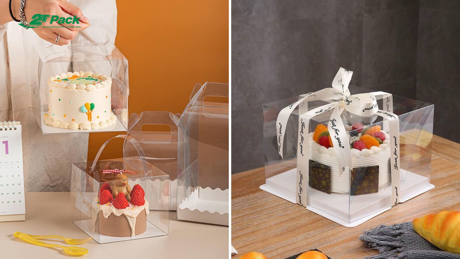 Mẫu hộp đựng bánh sinh nhật bằng mica trong suốt