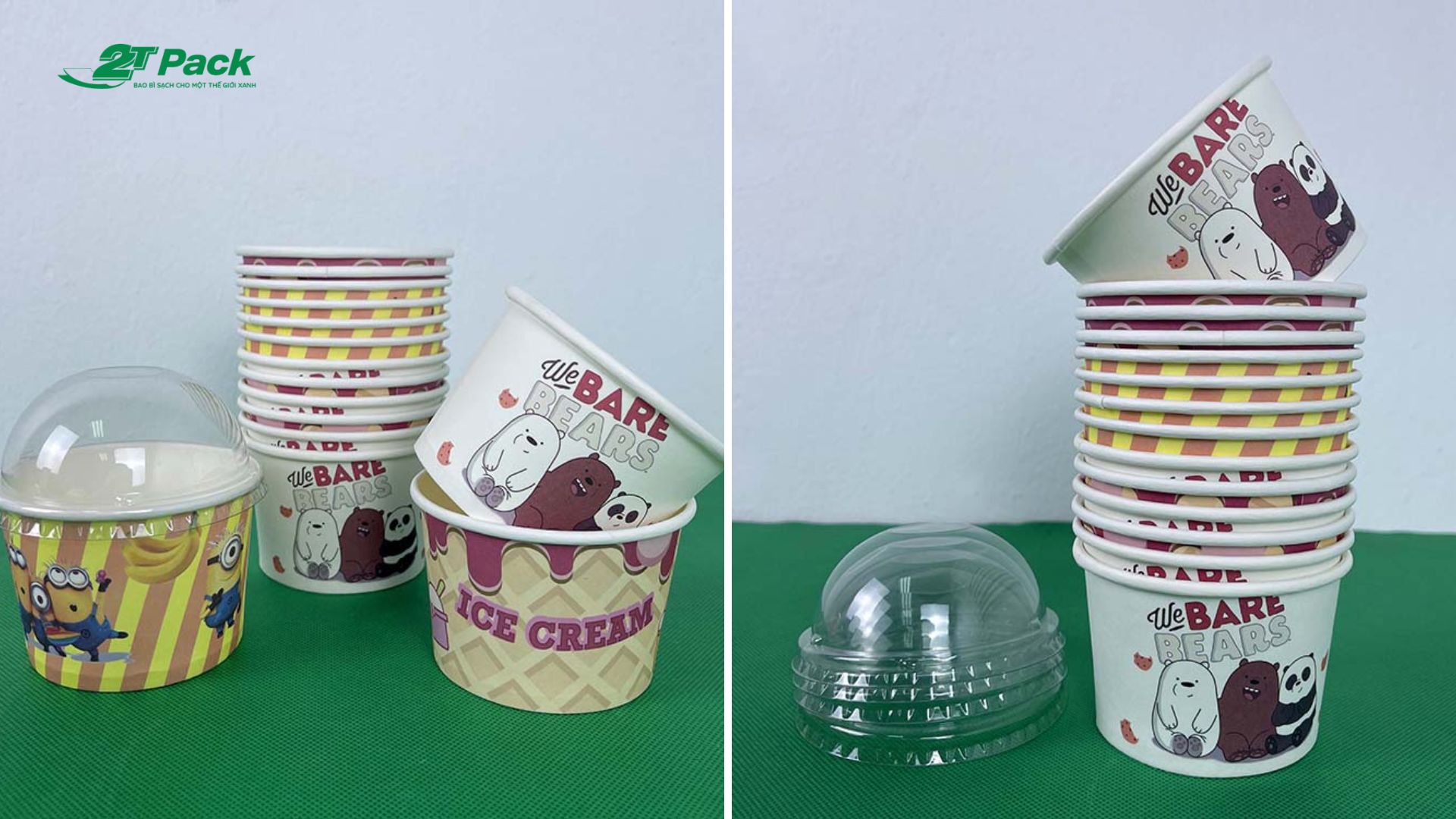 Mẫu cốc giấy in hình gấu cute kèm nắp đậy