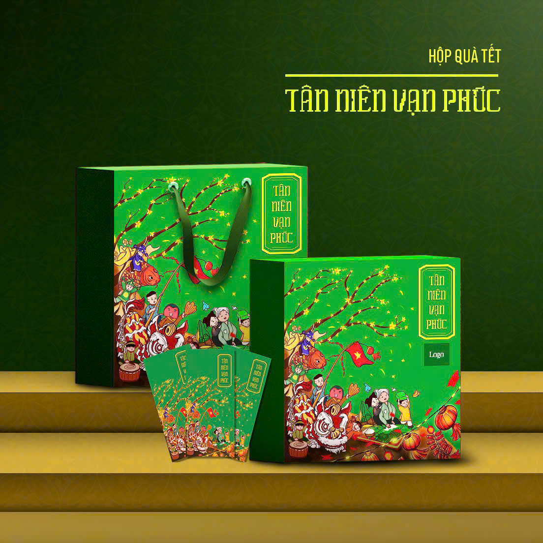 Hộp Đựng Quà Tết 2026 Âm Dương - KT: 36x36x10.5cm
