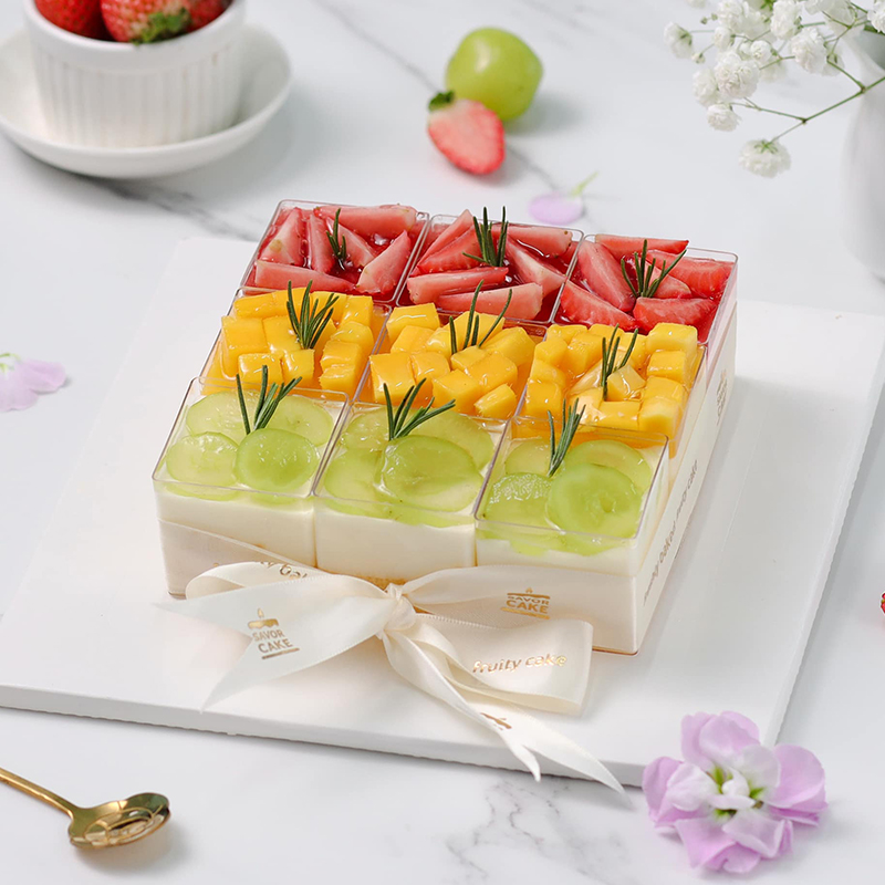 Cốc Nhựa Mica Vuông Đựng Bánh Lạnh