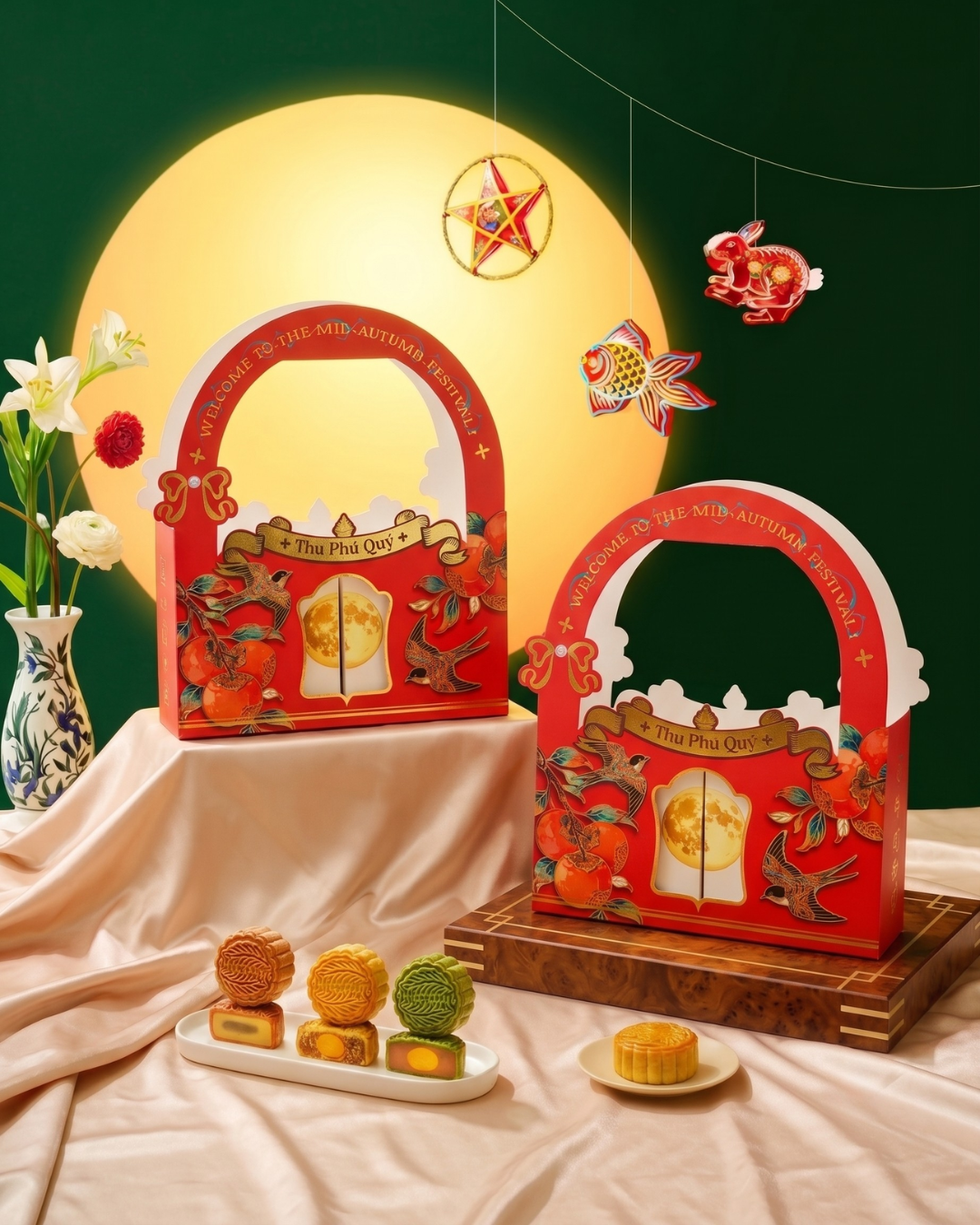Hộp đựng bánh trung thu Thu Phú Quý (2 Bánh)