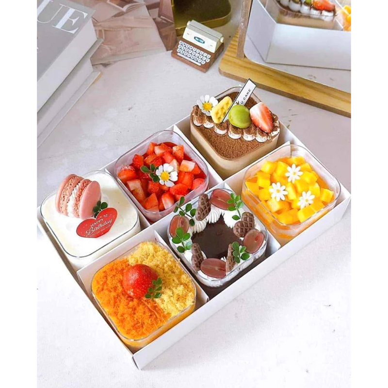Cốc Nhựa Vuông Cứng GD2013 Đựng Bánh Lạnh