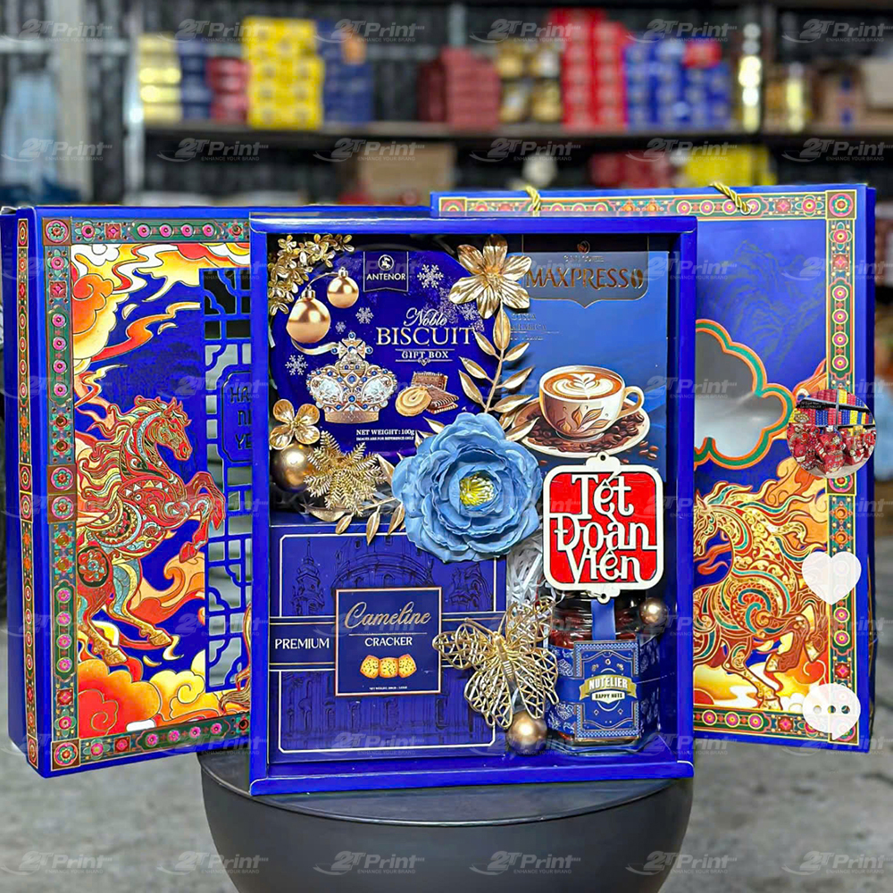 Bộ Hộp Đựng Quà Tết Song Mã Phi Vân