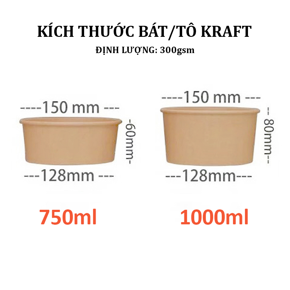 Tô/Bát Giấy Kraft Dùng 1 Lần