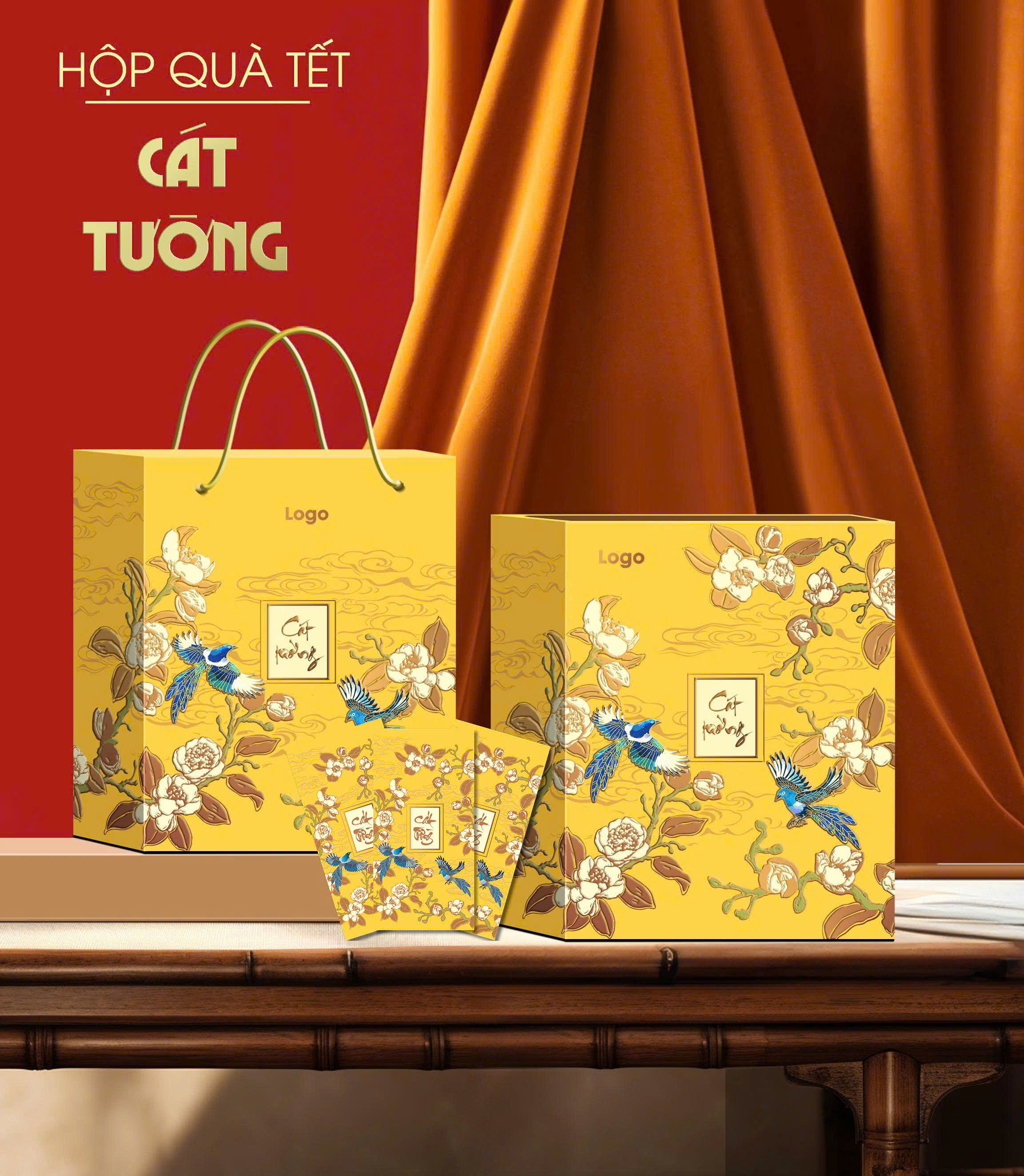 Hộp Đựng Quà Tết 2026 Cánh Mở - KT: 25x36x10.5cm