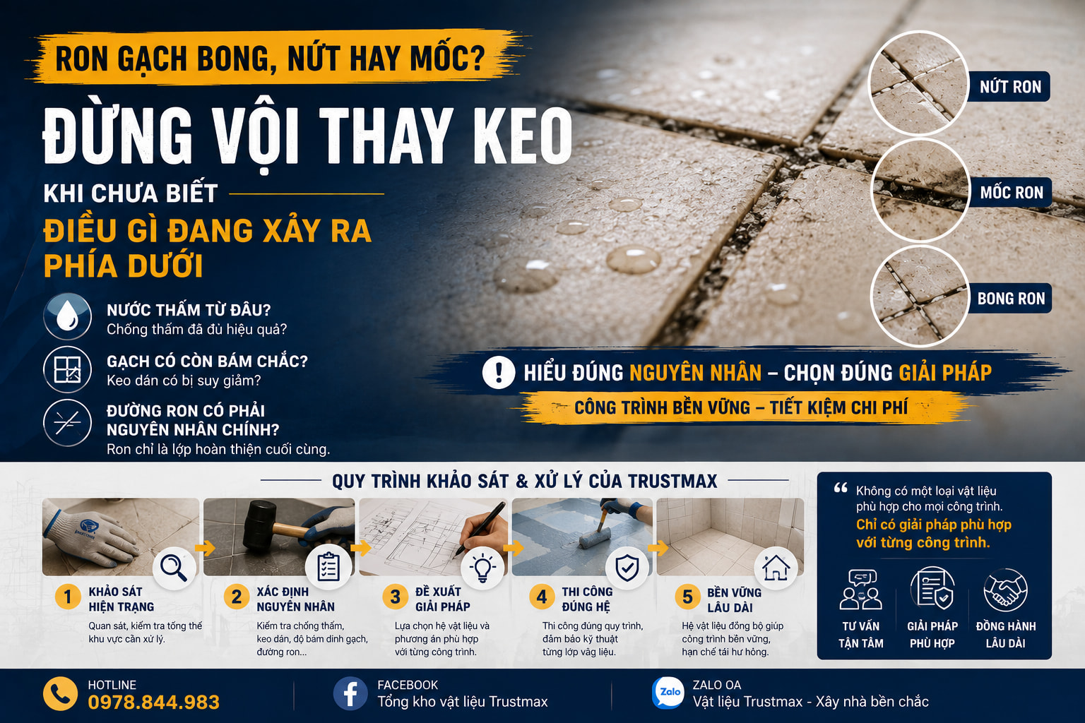 Ron gạch bong, nứt hay mốc? Hãy tìm đúng nguyên nhân trước khi sửa