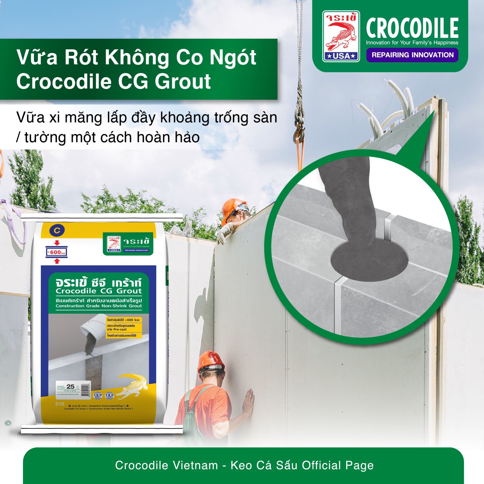 🏗 Hướng Dẫn Thi Công Vữa Không Co Ngót Crocodile CG Grout