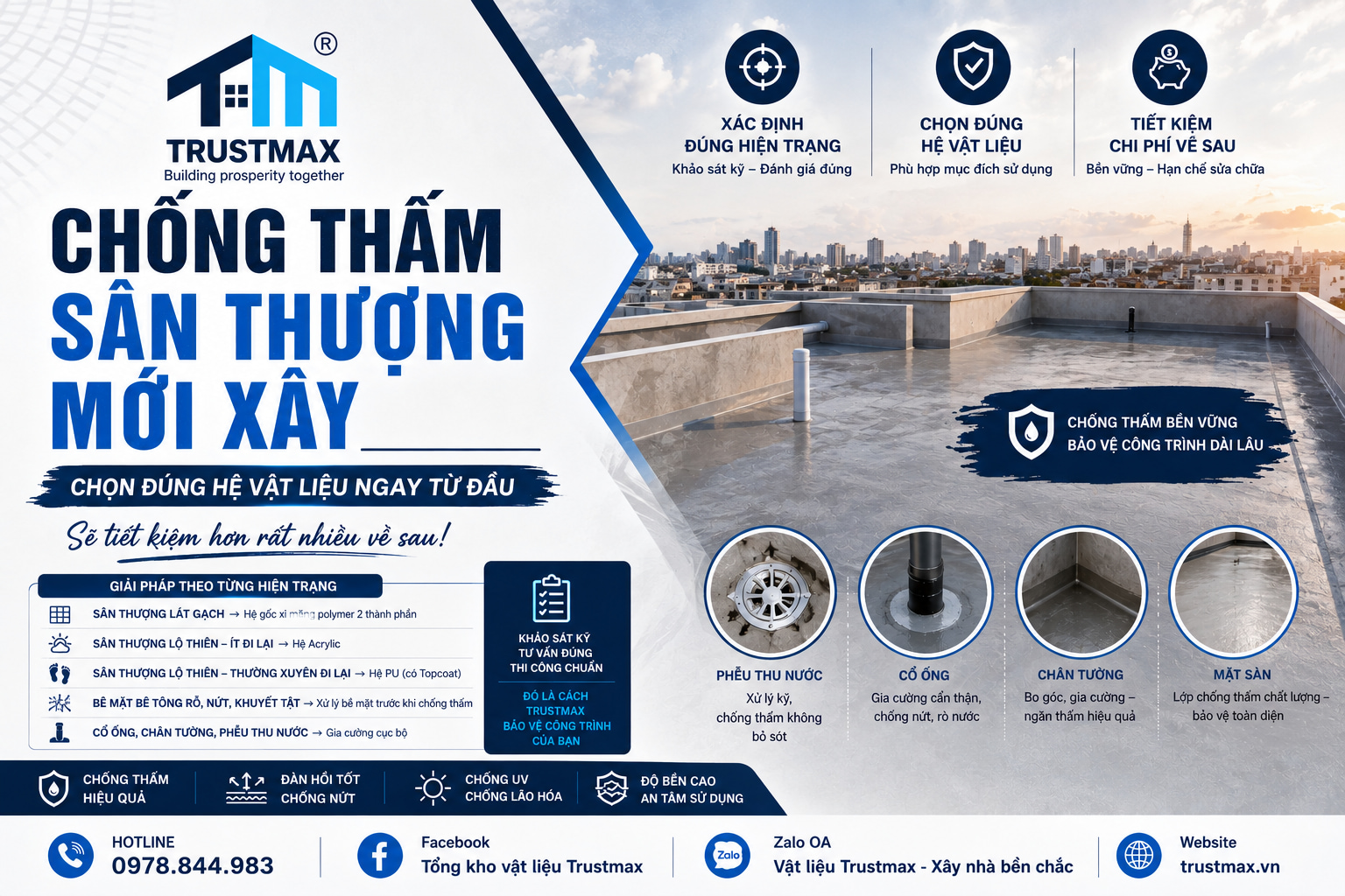 Chống thấm sân thượng mới xây