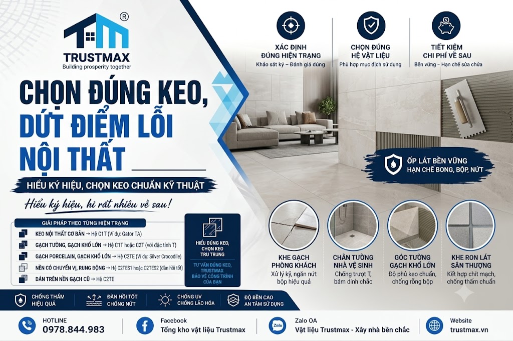 Giải pháp ốp lát nội thất: Chọn keo thế nào để hạn chế bong, bộp, nứt gạch?