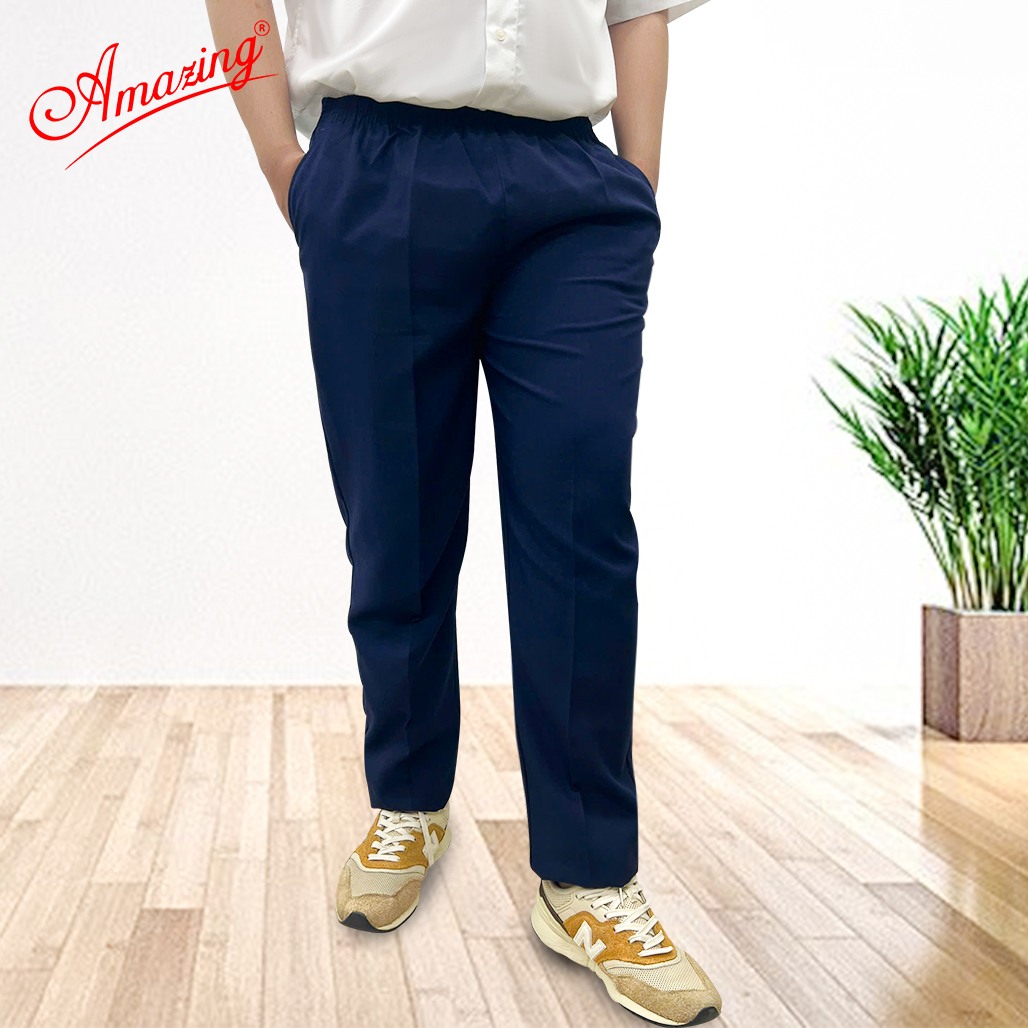 Quần dài đi học lưng thun nguyên vòng Amazing, cho bé trai và bé gái, dáng rộng, form lớn, 2 túi, đồng phục hoc sinh