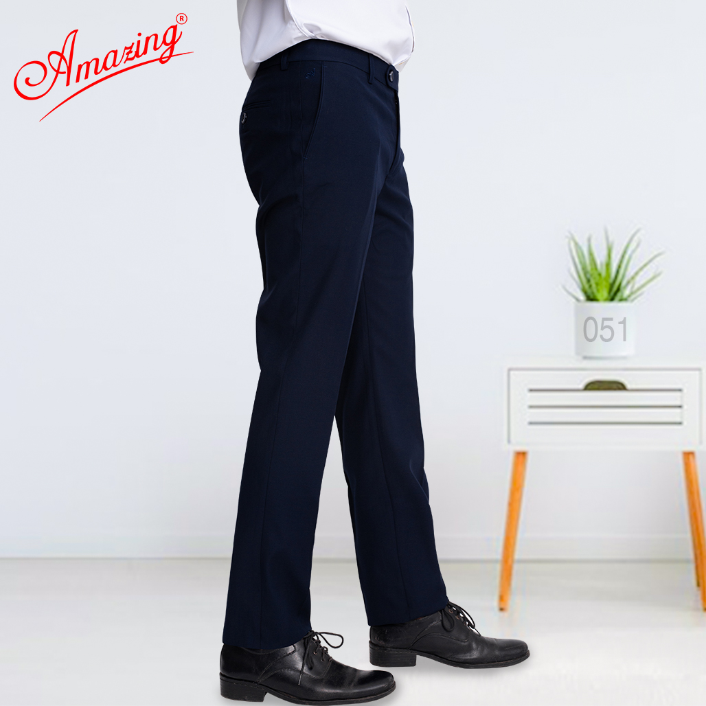Quần tây âu truyền thống không ly Amazing,màu đen và xanh đen, ống đứng, size lớn tới 110kg