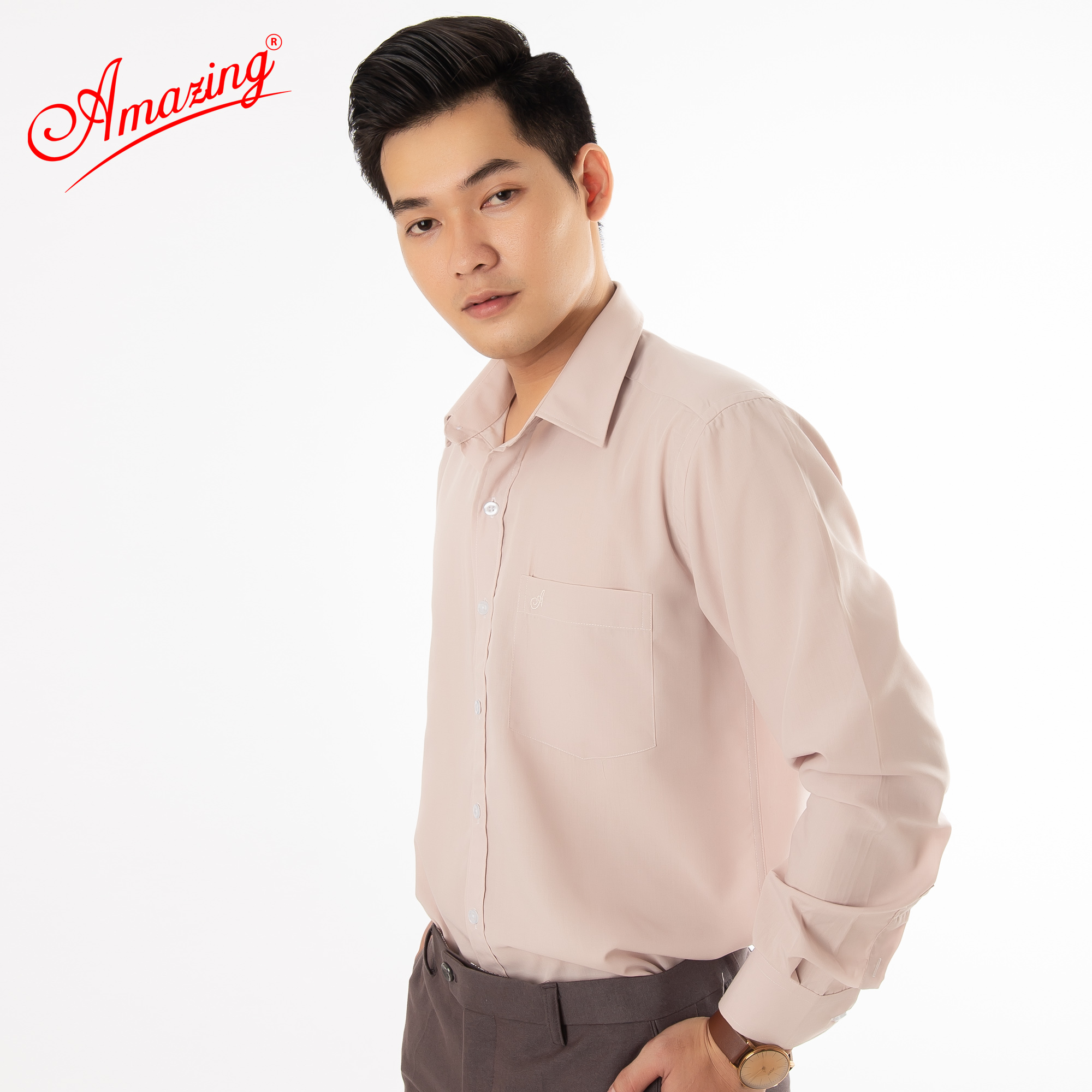 Áo sơ mi nam Amazing tay dài vạt bầu, nhiều màu, form truyền thống, vải KT sợi tre, size đại tới 110kg