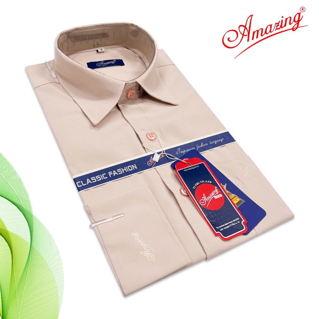 Áo sơ mi nam Amazing tay dài, vải sợi tre, màu trơn, dáng xuông, tà bầu, size tới 110kg