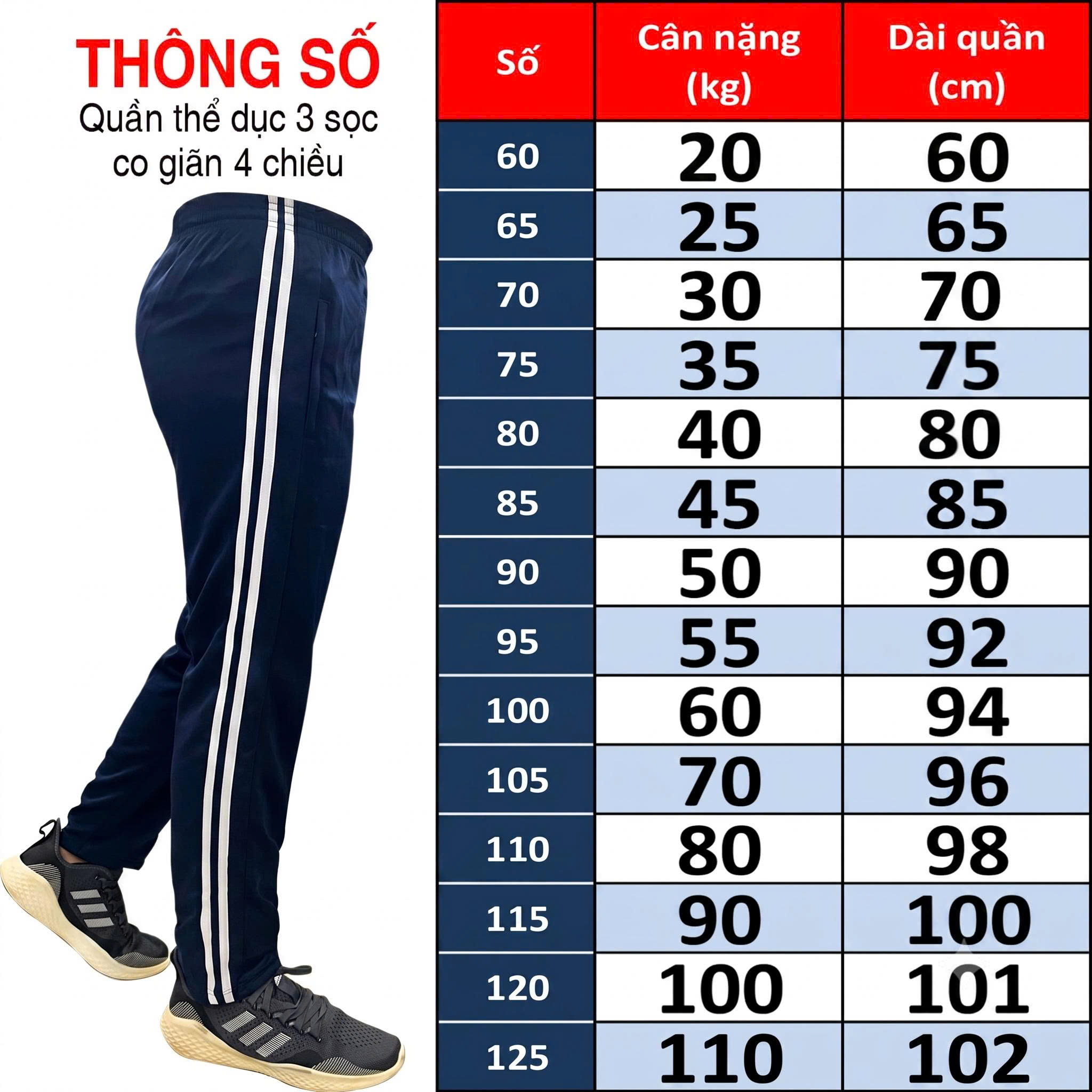 Quần thun thể dục sọc trắng Amazing, màu đen và xanh đen , vải thun co giãn 4 chiều, unisex