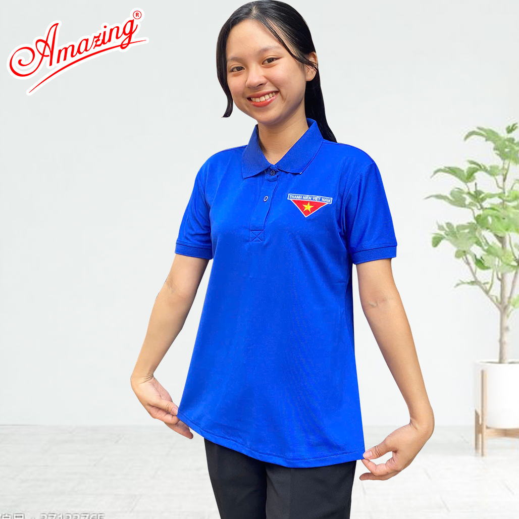 Áo thun polo đoàn viên, thêu logo cờ đỏ sao vàng dành cho Thanh Niên Việt Nam, vải thun lạnh co giãn, không nhăn, Amazing