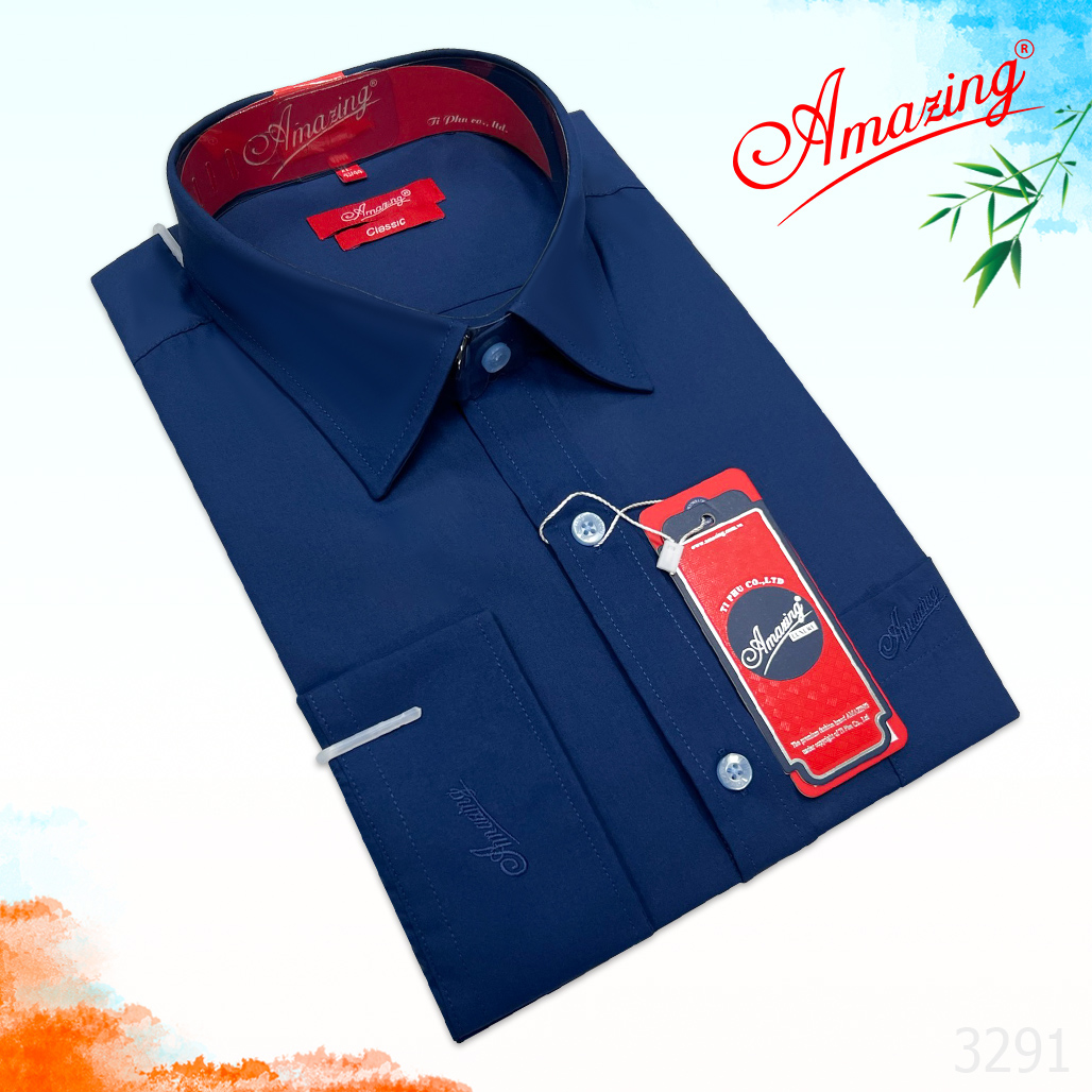 Áo sơ mi nam tay dài có túi Amazing, form truyền thống, vải sợi tre, size đại tới 110kg, nhiều màu