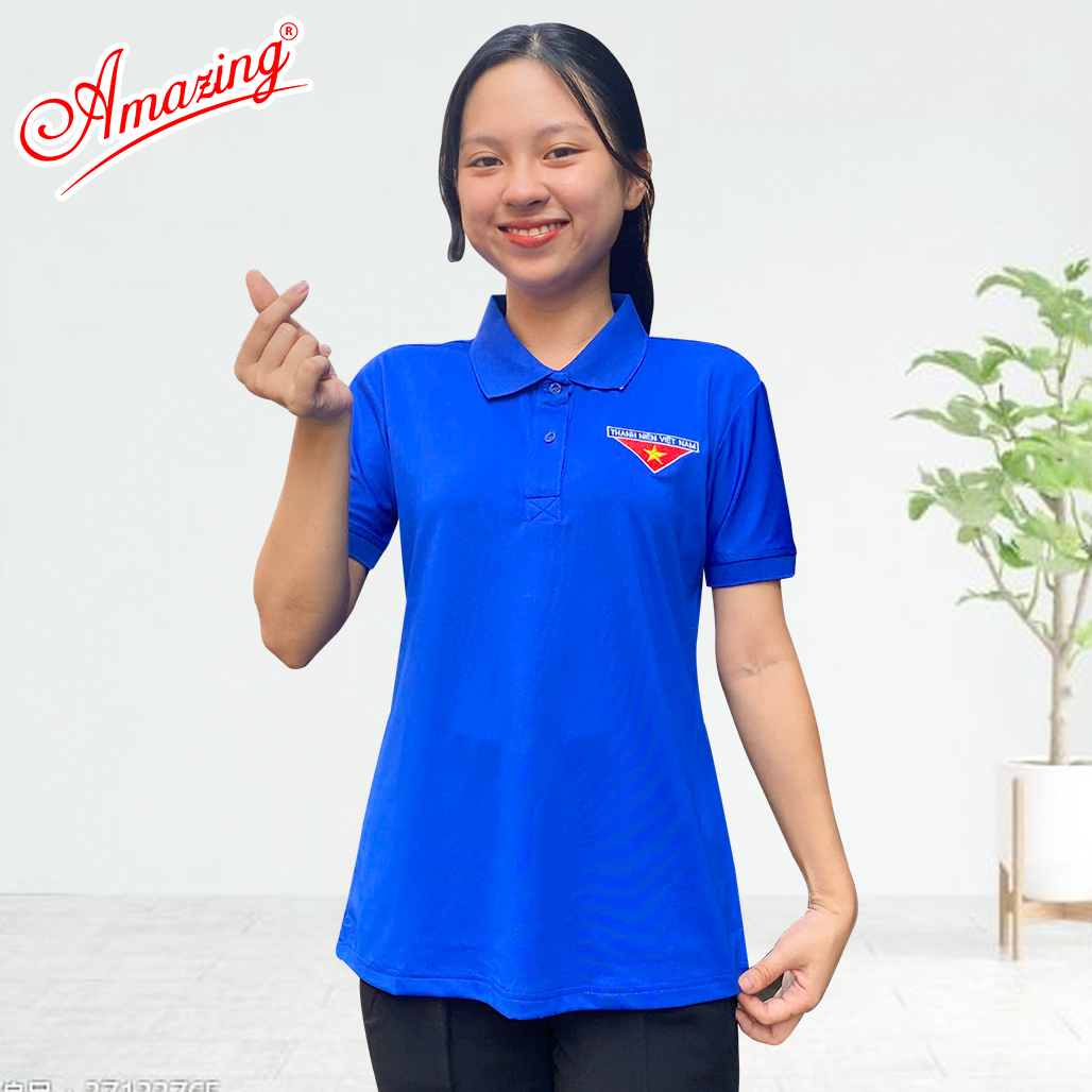 Áo thun polo đoàn viên, thêu logo cờ đỏ sao vàng dành cho Thanh Niên Việt Nam, vải thun lạnh co giãn, không nhăn, Amazing