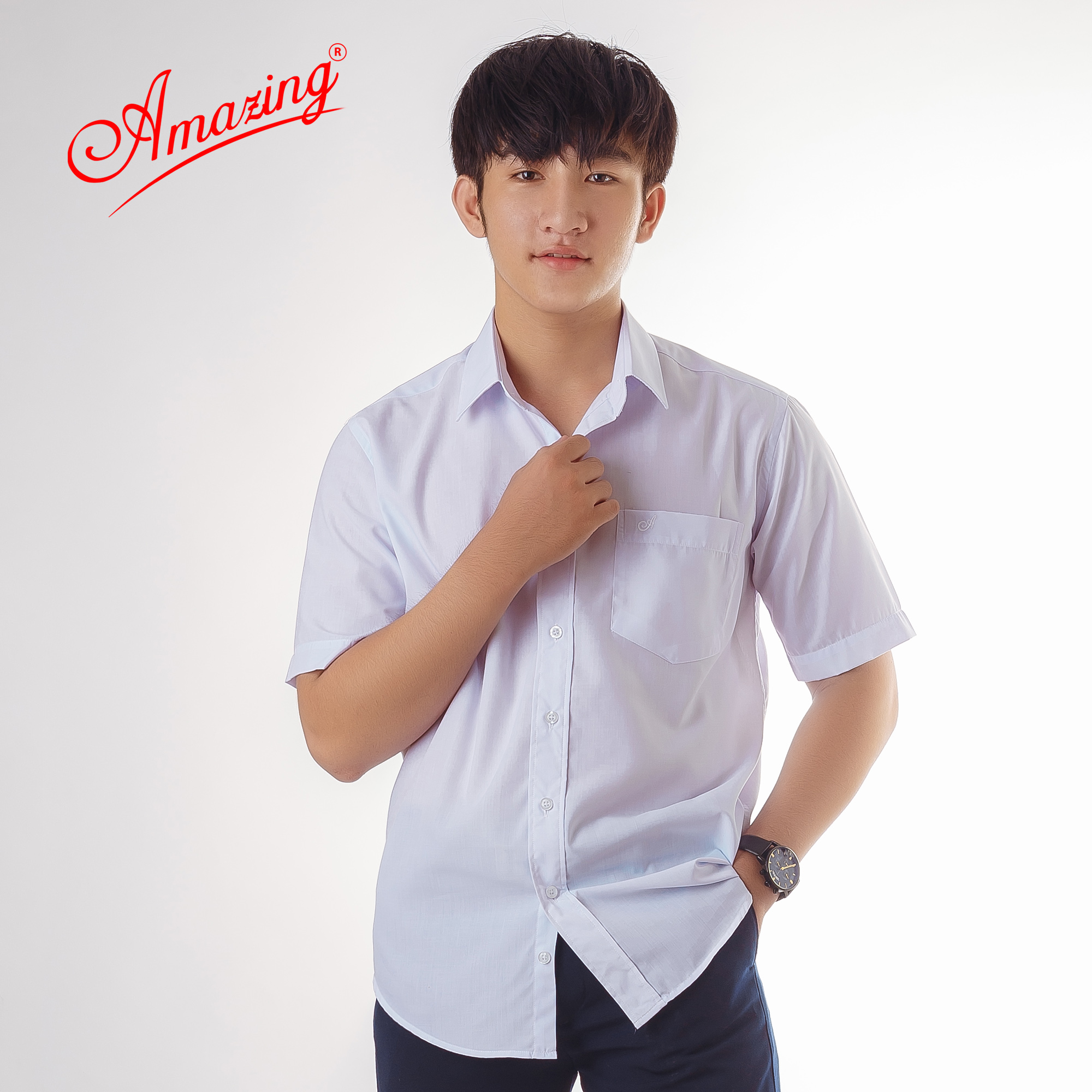Áo somi trắng nam tay ngắn, thời trang công sở cao cấp, form rộng dáng suông, bigsize