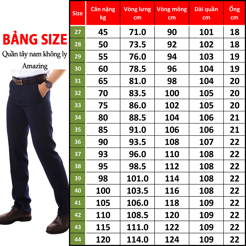 Quần tây âu nam Amazing màu đen, ống suông, không ly, đồng phục học sinh, đồng phục công sở