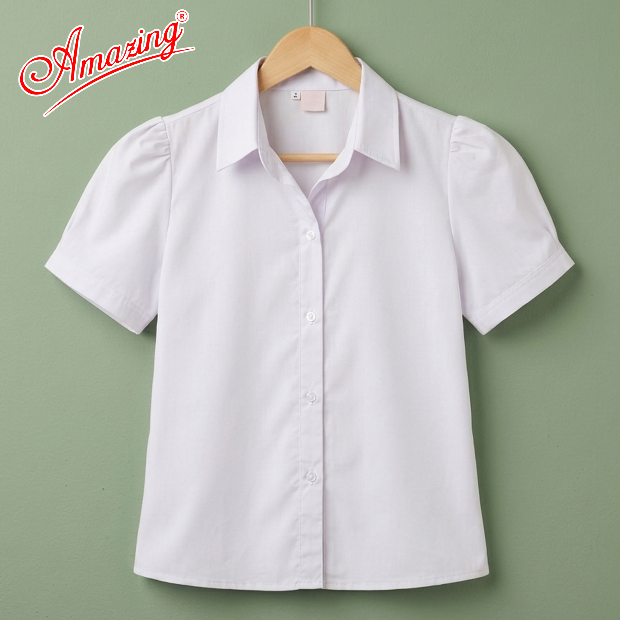 Áo sơ mi trắng tay bồng nhún cho bé gái đi học, đồng phục đến trường, vải kate silk mềm mướt, thấm hút mồ hôi, size tới 65kg