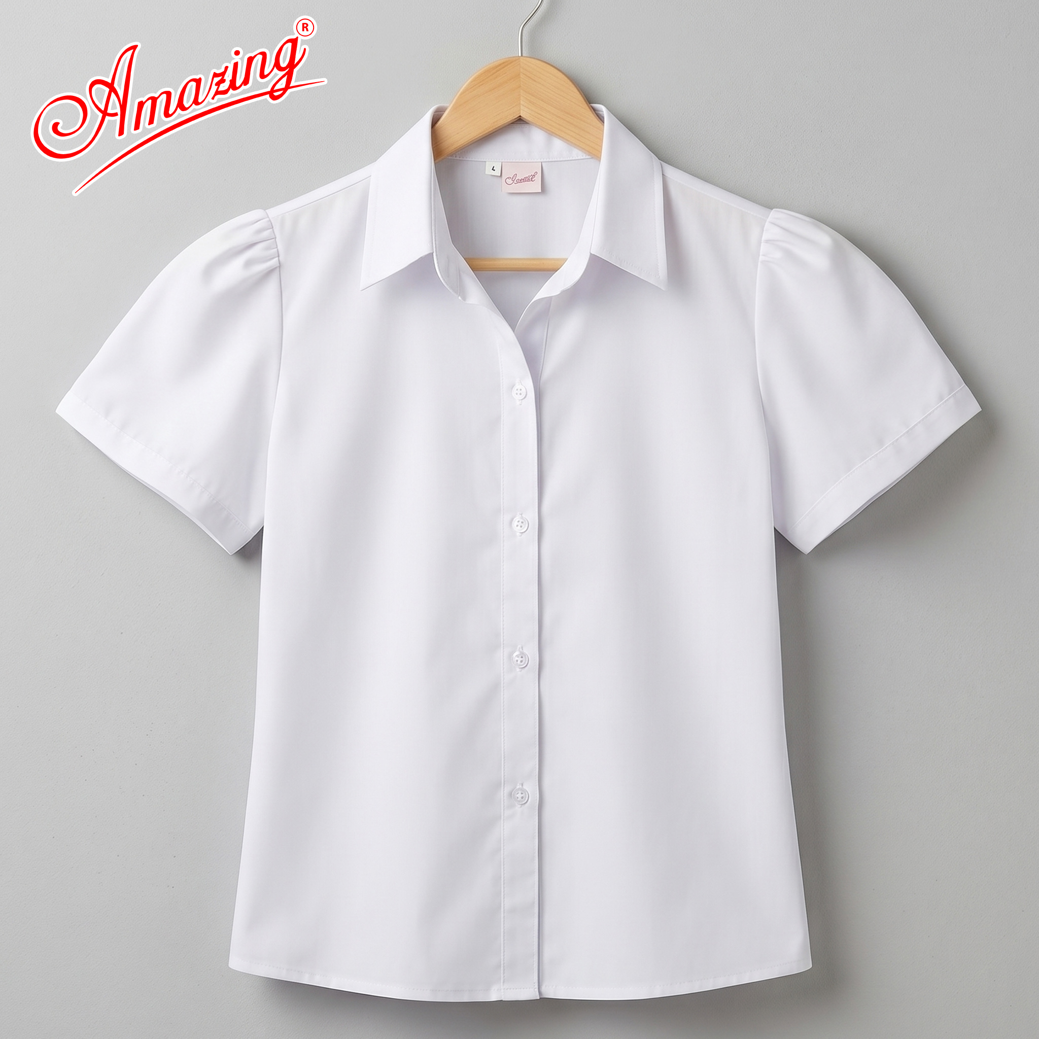 Áo sơ mi trắng tay bồng nhún cho bé gái đi học, đồng phục đến trường, vải kate silk mềm mướt, thấm hút mồ hôi, size tới 65kg