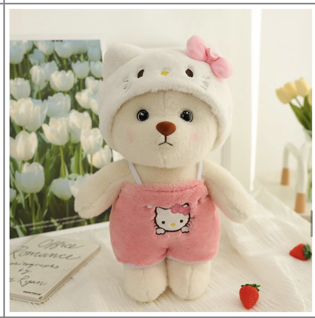 Gấu Bông Đội Mũ Hello Kitty