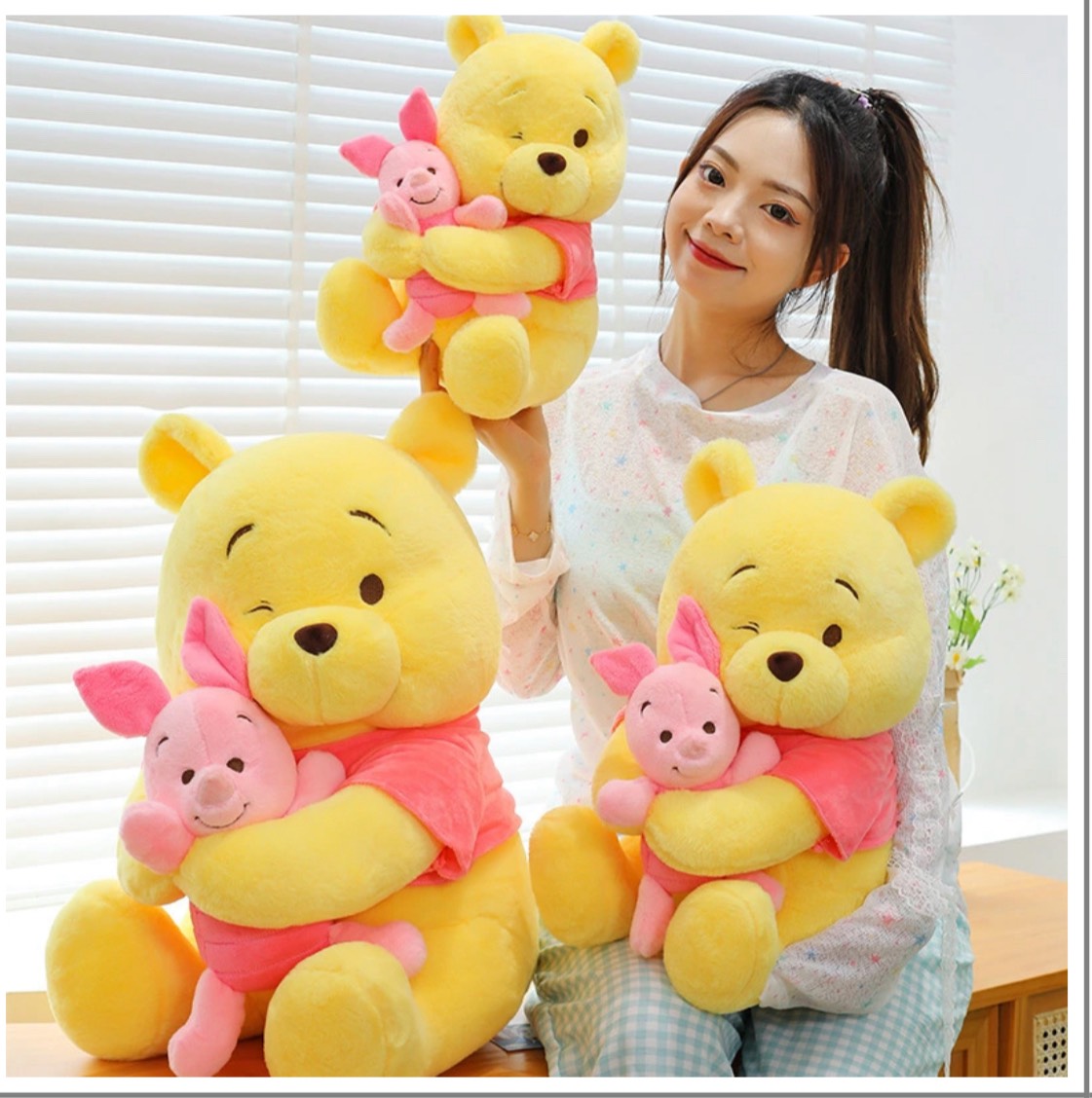 Gấu Pooth Ôm Thỏ Hồng 35cm