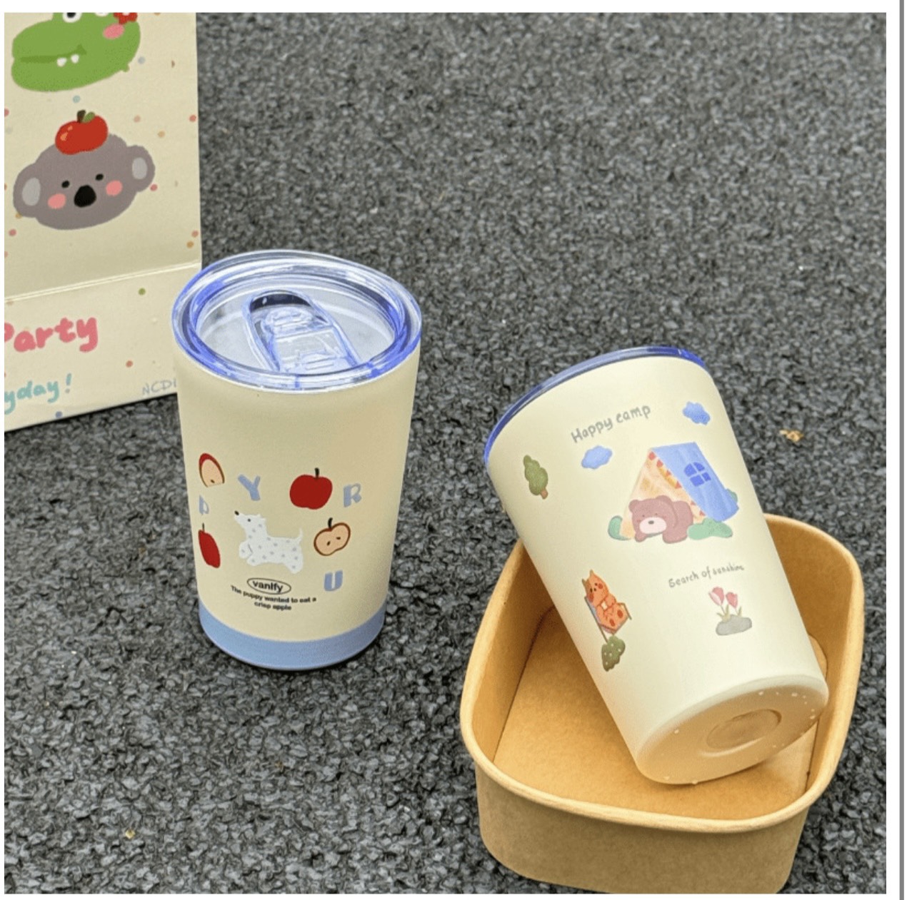 Ly Giữ Nhiệt Style Hàn Chú Gấu