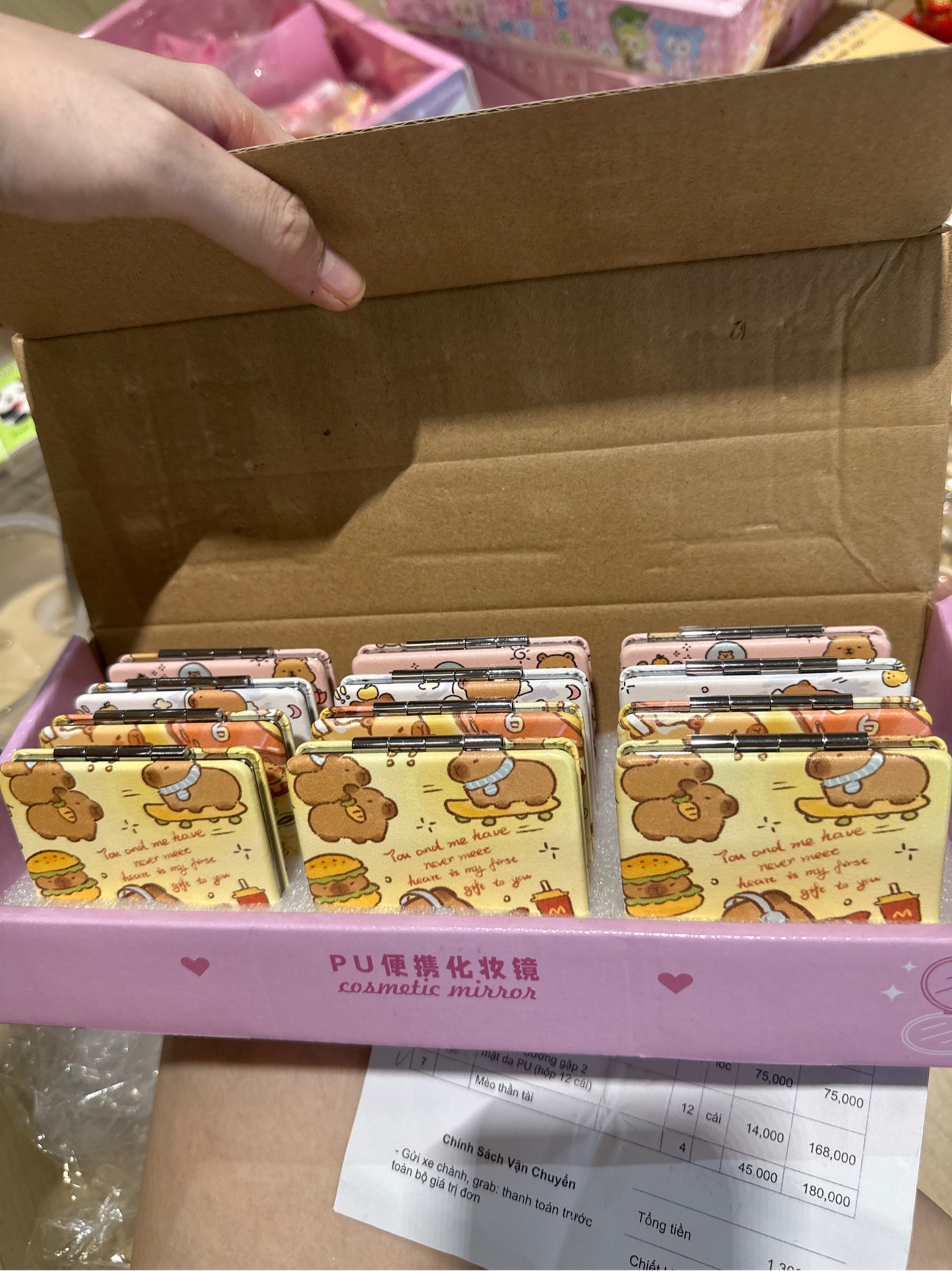 Gương Gập 2 Mặt Da PU